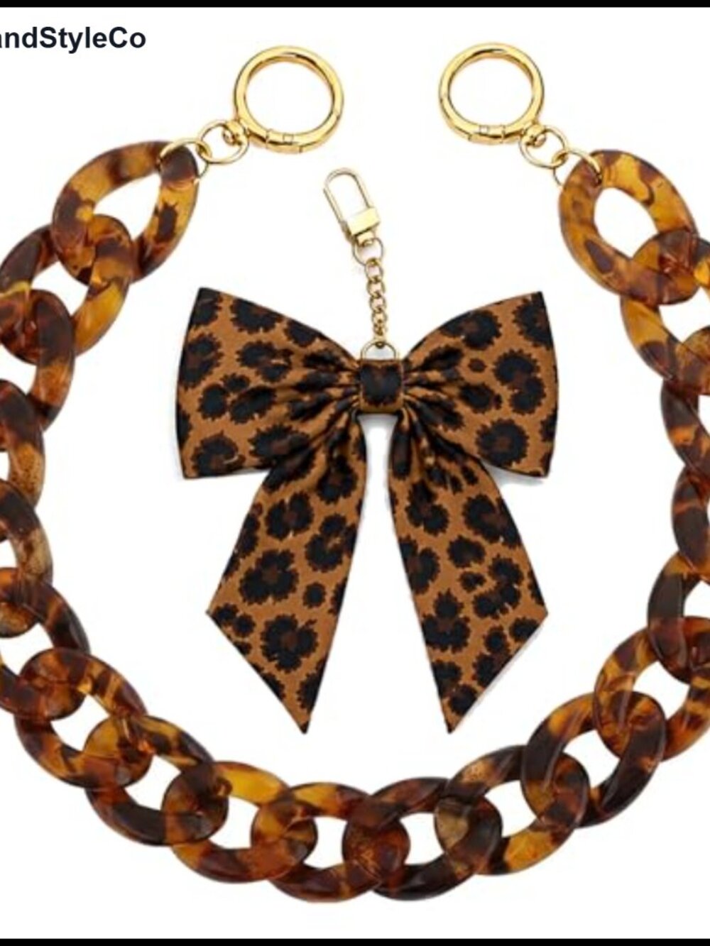 Tortoise Acrylic Chain Strap Leopard Bow Purse Charm Bag Accessory